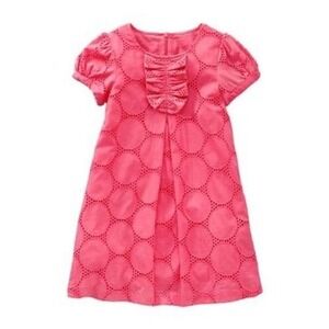 Mini Boden Girls Pink Eyelet Dress Ruffle Detail Party Casual Size 11 12 Years